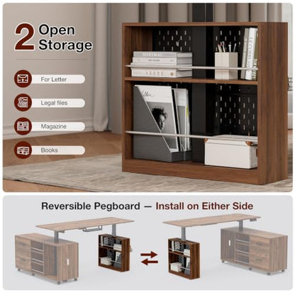 63" Electric L-Shaped Standing Desk with Drawers & Power Outlet, view 7