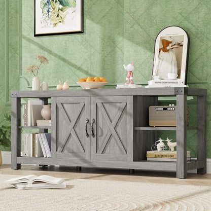 TV Stand for 65 in TV, Farmhouse Entertainment Center with Storage, view 2