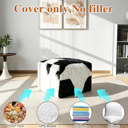 Bean Bag Chair (No Filling) Cow Printed Plush Lazy Sofa Plush Dalmatian Cow Color Casual Bedroom Balcony Living Room Creative (3)