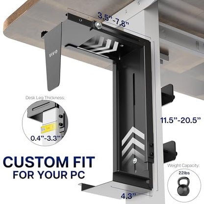 Black Clamp-on Desk Leg PC Mount, MOUNT-PC01C, view 7