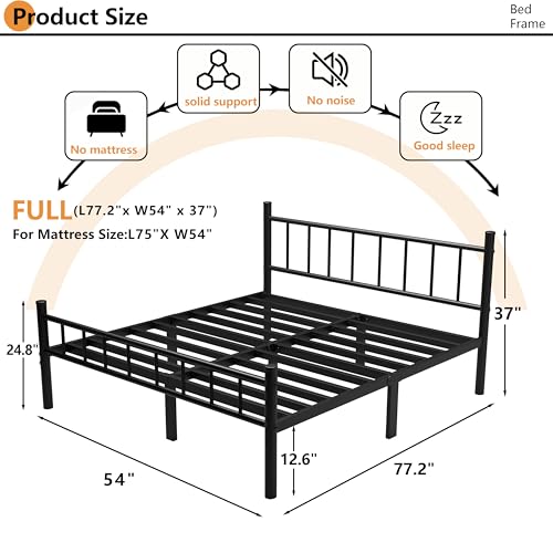 Metal Bed Frame, 14Inch Full Size Bed Frame with Storage Space, view 3