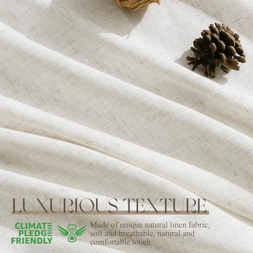 Natural Pinch Pleated Linen Curtains 84 Inches Long for Living Room