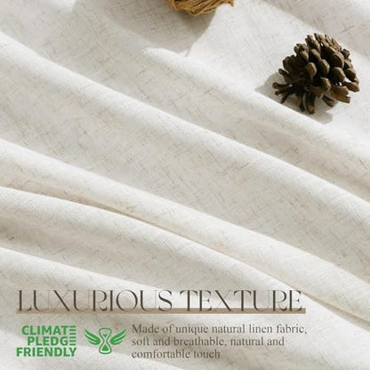 Natural Pinch Pleated Linen Curtains 84 Inches Long for Living Room