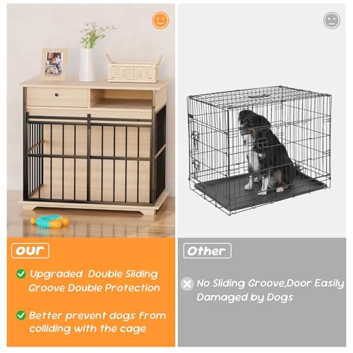35.5" Dog Crate Furniture, Dog Kennel Indoor with Wheels for Medium Small Dogs, view 4