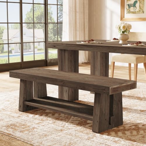 63'' Solid Wood Entryway Bench with Open Shelves, view 5
