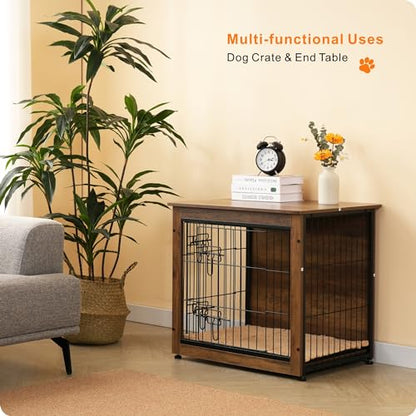 27" Dog Crate Furniture, Dog Kennel Indoor, with Waterproof Cushion, view 8