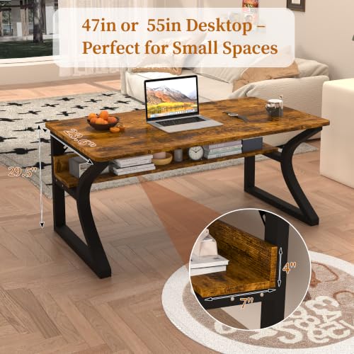 47.2 x 23.6 In Computer Desk Study Table PC Desk w/Storage for Home Office, view 4
