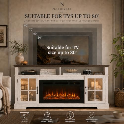 70" Fireplace TV Stand, Modern Entertainment Center for TVs Up to 80”, view 6