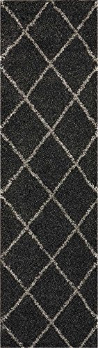 Home Brisbane Charcoal 2'2" x 7'6" Area Rug - Easy Clean, Non Shedding, Bed Room, Living Room, Dining Room, Kitchen (8' Runner)