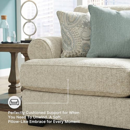 Signature Design by Ashley Monaghan Vintage Loveseat with Accent Pillows, Reversible Cushions and Rolled Arms, Beige