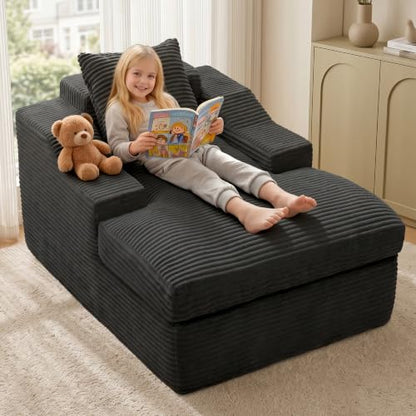 Oversized Chaise Lounge Chair Indoor,Boneless Reading Chair with Pillow, view 4