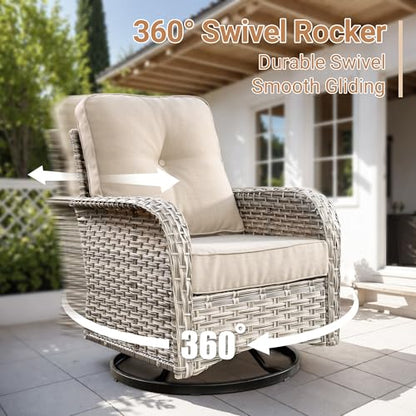 Outdoor Patio Furniture Set with Fire Pit Table,11 Pieces Wicker Out Door Sectional Furniture L Shaped Couch,Outside Patio Conversation Sets Swivel Chair,Beige