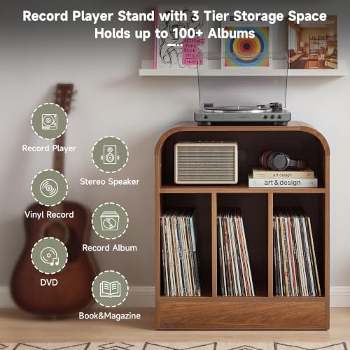 3-Tier Record Player Stand, Walnut, view 5
