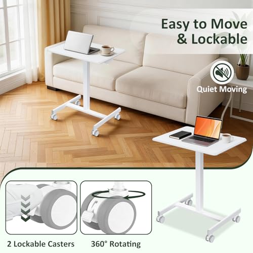 Mobile Standing Desk with Wheels, Small Rolling Desk Adjustable Height, view 6