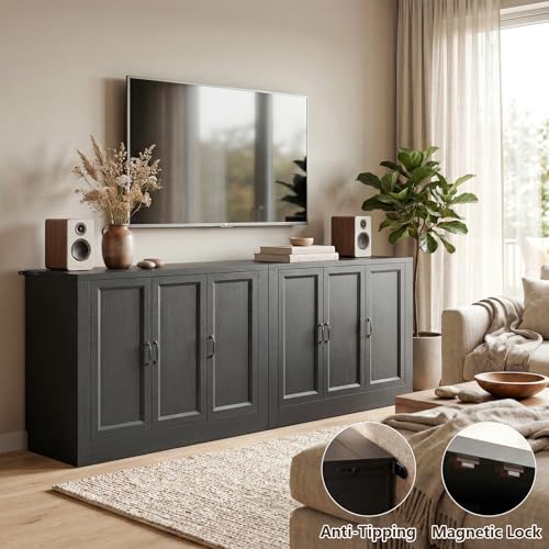 Modern TV Stand for Living Room, 78" W Buffet Cabinet with Storage, view 6