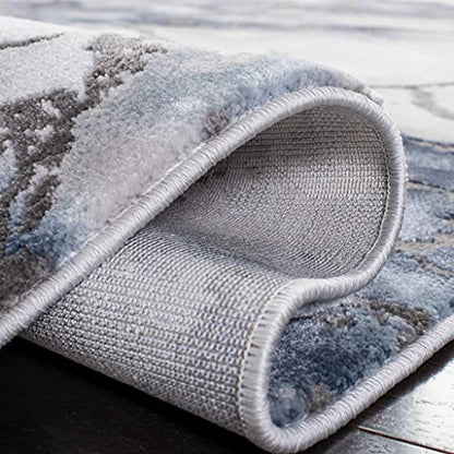 SAFAVIEH Craft Collection Area Rug - 8' x 10', Grey & Blue, Modern Abstract Design, Non-Shedding & Easy Care, Ideal for High Traffic Areas in Living Room, Bedroom (CFT877L)