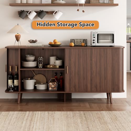 63" Fluted Sideboard Buffet Cabinet with Sliding Door, view 5
