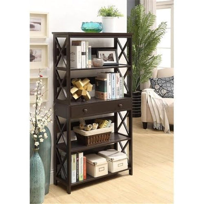 Oxford 5 Tier Bookcase with Drawer, Espresso