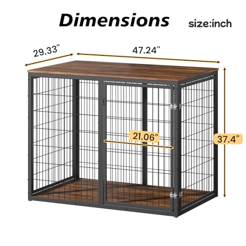 Dog Crate Furniture, 47'' Dog Kennel Indoor with 3 Doors, view 4