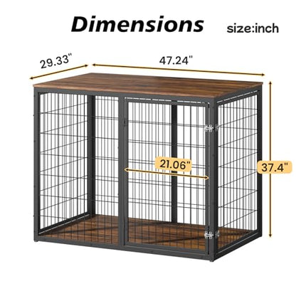 Dog Crate Furniture, 47'' Dog Kennel Indoor with 3 Doors, view 4