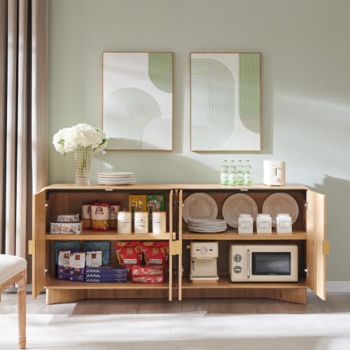 Modern Buffet Cabinet with Storage, 70" Sideboard Cabinet,Natural Oak, view 4
