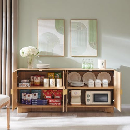 Modern Buffet Cabinet with Storage, 70" Sideboard Cabinet,Natural Oak, view 4