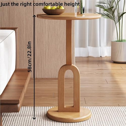 Solid Wood Round Side Table - Small Corner Coffee Table for Living Room, Bedroom & Study - Stylish Home Decor Aent for Small Spaces