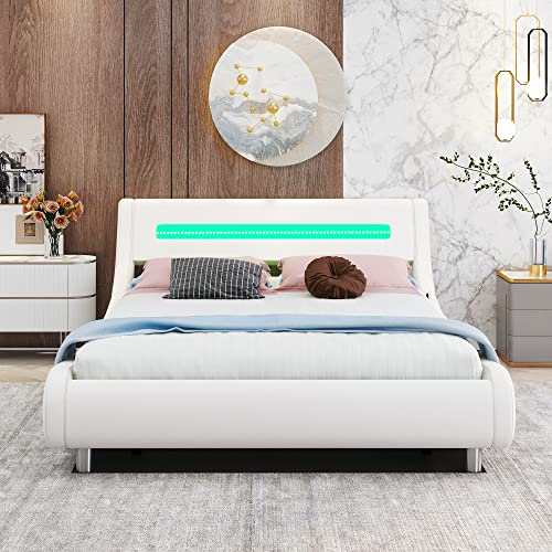 Full Size Bed Frame for Bedroom Full Size Low Profile Upholstered Platform Bed, view 5