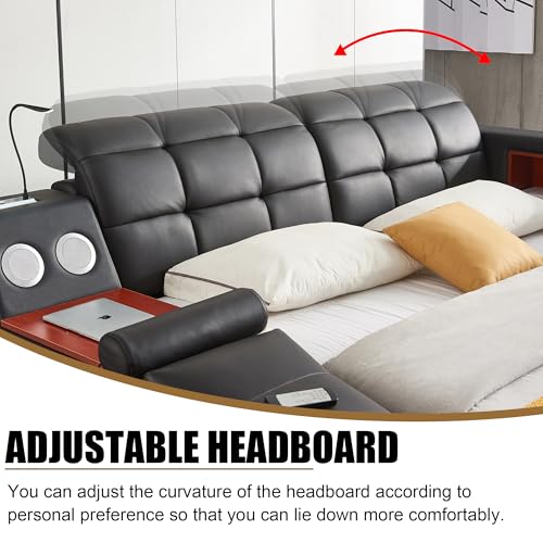 Black multifunctional massage recliner bed with music and charging features, view 7