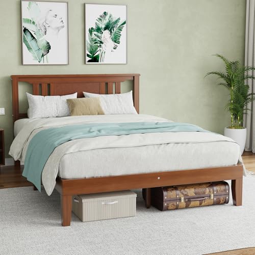 Wood Bed Frame with Pine Headboard, Sturdy Support, Easy Assembly, view 6