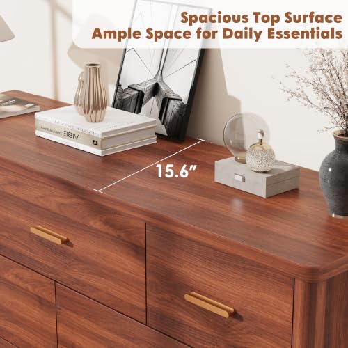 7 Drawer Dresser, Modern Wooden Storage Chest of Drawers, Walnut, view 7