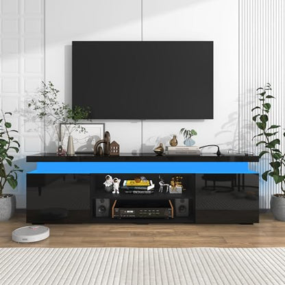 LED TV Stand for 75 Inch TV, Modern TV Stand with Power Outlet, view 7