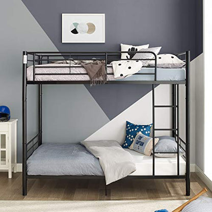 Elodie Urban Industrial Twin Over Twin Metal Bunk Bed, Twin Over Twin, Black