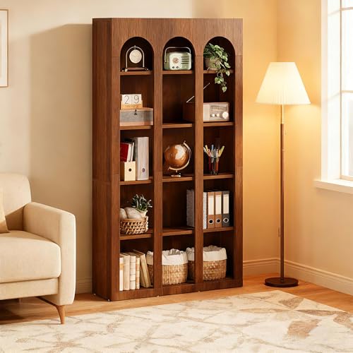 5-Tier Arched Bookshelf, 70.87-Inch Mid Century Modern Bookcase, view 7
