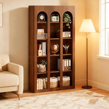 5-Tier Arched Bookshelf, 70.87-Inch Mid Century Modern Bookcase, view 7