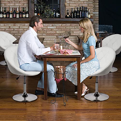 Yaheetech Leather Vanity Chair with Back, 360° Swivel & Adjustable Height, Tufted Makeup Desk Chair for Bedroom, Dressing Table & Living Room, White