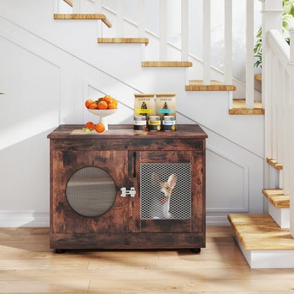 32.5 Inches Wooden Dog Crate Furniture, view 4