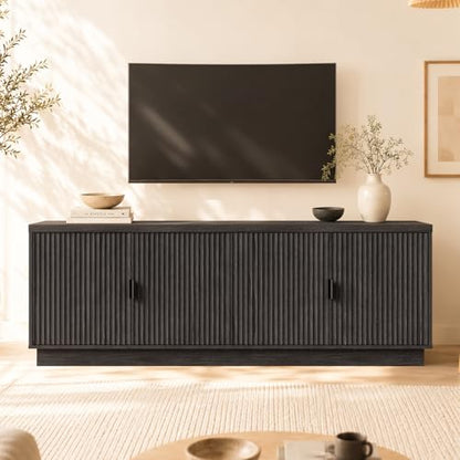 Fluted TV Stand for up to 75" TVs, 68" Entertainment Center with 4 Doors, view 2
