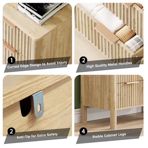 Fluted Oak 5 Drawer Dresser, view 6