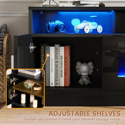 70" Fireplace TV Stand with Power Outlet for TVs UP to 80", view 5