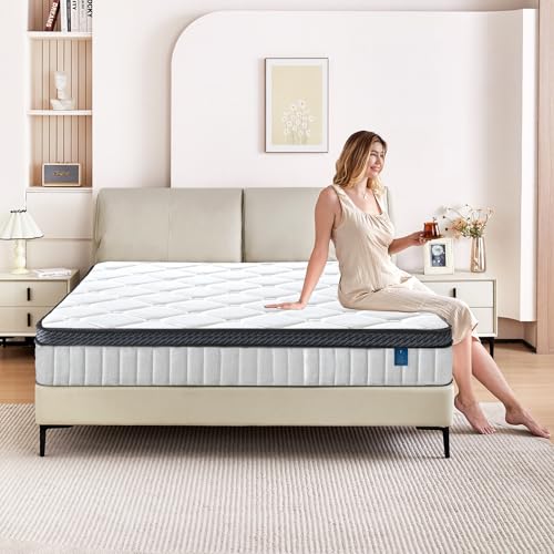 King Size Mattress 12 inch Mixed Mattress 80"*76"*12" Boxed Gel Memory Foam Mattress Individually Pocketed Springs Pressure Relief and Motion Isolation Mattress for Better Sleep King Mattress