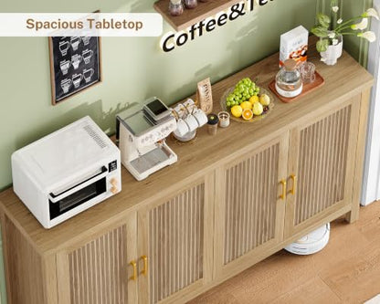 55" Buffet Cabinet with Storage & 4 Adjustable Shelves, Natural, view 8