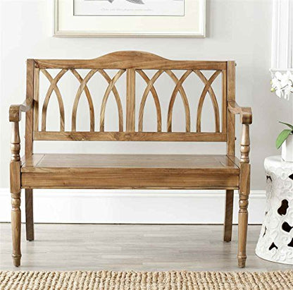 SAFAVIEH Furniture - Benjamin Bench - Oak - Solid Wood - Farmhouse High-Back Design - Ideal for Entryway, Living Room, Dining Room, 17.1" Seat Height (AMH6500E)