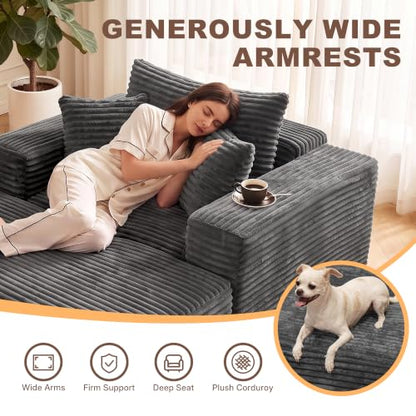 Boneless Sofa Bed in Corduroy for Living Room, view 7