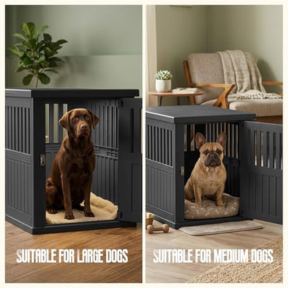 30 Inch Small Dog Crate Furniture, Black, view 7