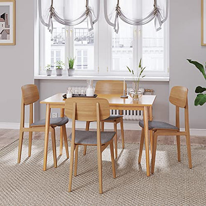Modern Dining Table 47 Inch Kitchen Table with Solid Wood Leg Oak Finish Dinner, view 3