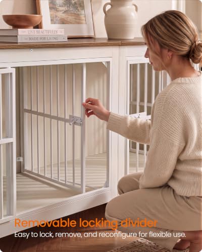 70.9" Dog Crate Furniture, Heavy Duty Double Dog Cage with Divider, view 6