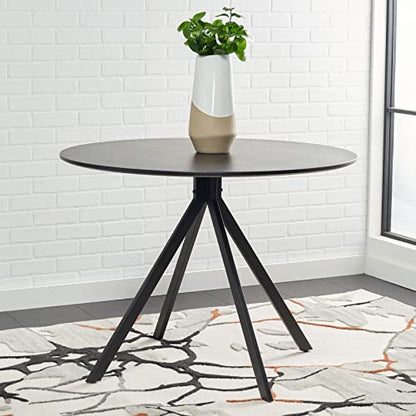 SAFAVIEH Home Collection Skyden Mid-Century Modern Black Round Top Dining Table