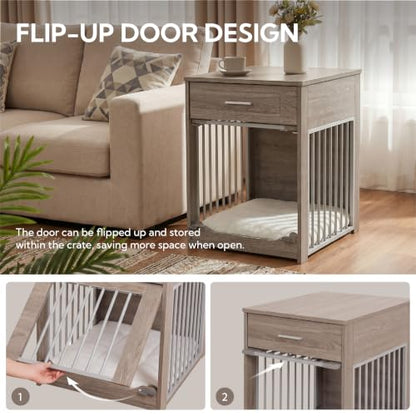Dog Crate Furniture End Table with Flip-Up Door for Small Dogs, view 4
