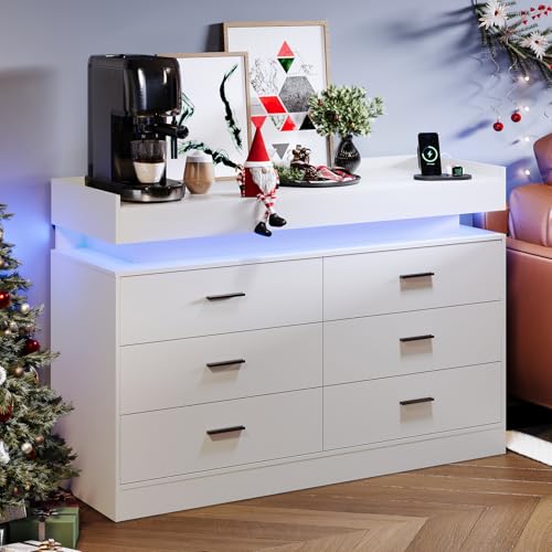 TV Stand Cabinet with LED Lights & Charging Station, view 7
